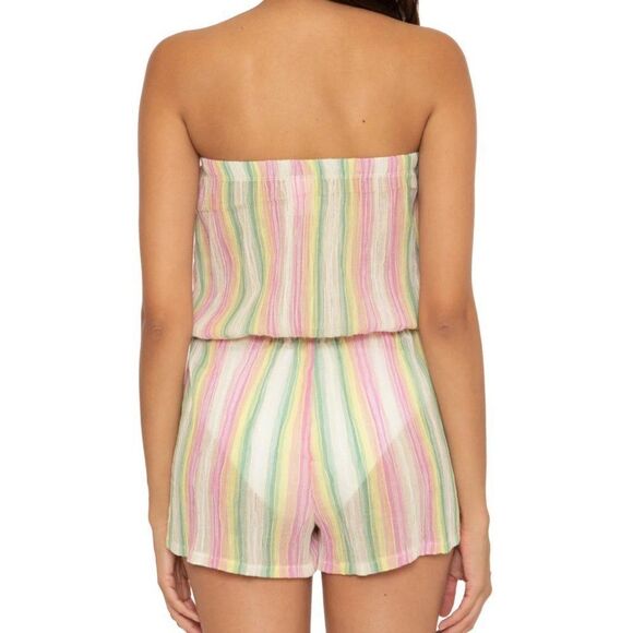 Becca Marbella Short Strapless Swim Cover Up Romper Medium NWT - Picture 2 of 3